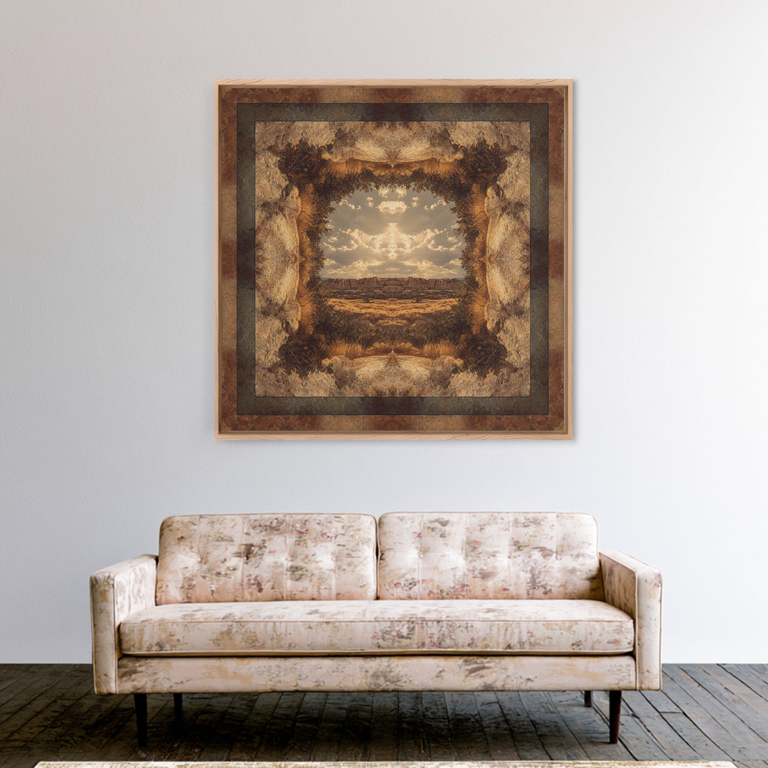 Desert Mesa Panorama Canvas Print, Above Sofa Art, Bauhaus Print, Living Room Decor, Fine Art, Statement, Textured Painting, ASA-1x1-92