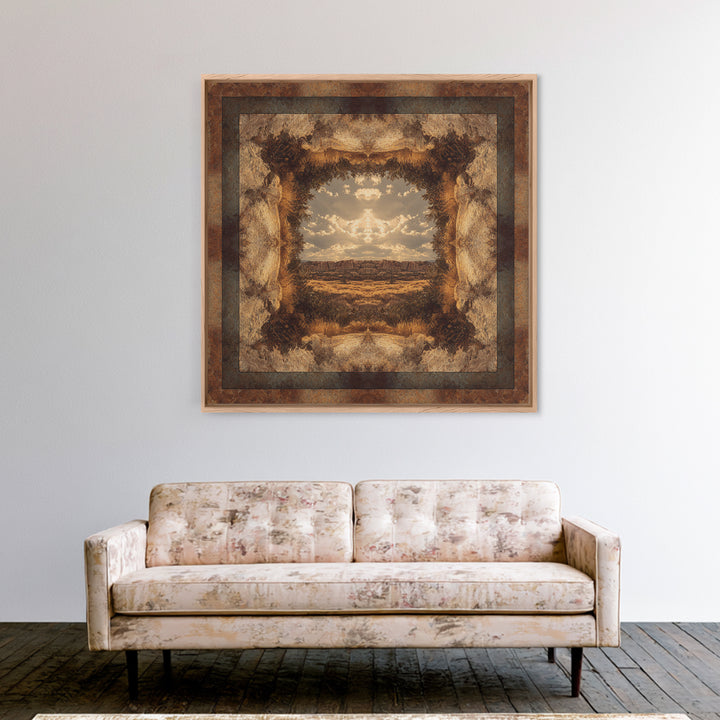 Desert Mesa Panorama Canvas Print, Above Sofa Art, Bauhaus Print, Living Room Decor, Fine Art, Statement, Textured Painting, ASA-1x1-92