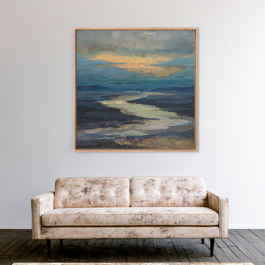 Abstract River Bends Canvas Print, Above Sofa Art, Botanical Wall Art, Living Room Decor, Abstract Art, Statement, ASA-1x1-95