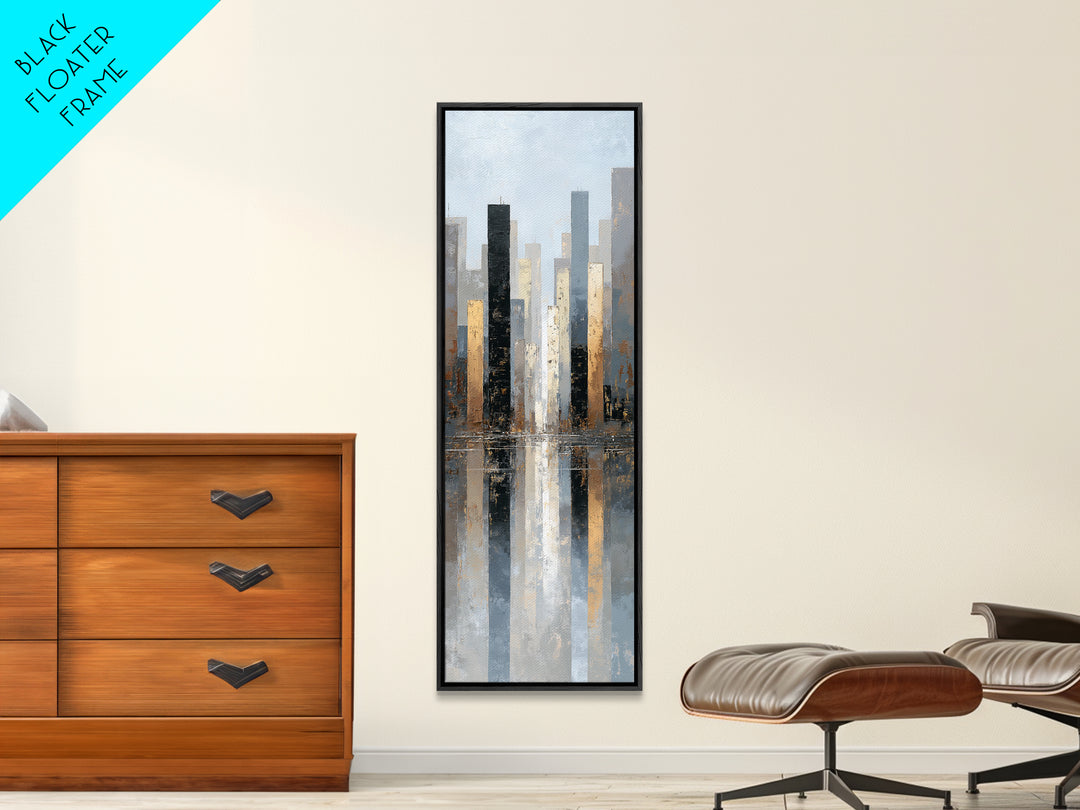 Quiet City Skyline Reduced to Elegant Shapes Canvas Print, Above Sofa Art, Wall Art Print, Living Room Decor, Abstract Art, ASA-1x3-10