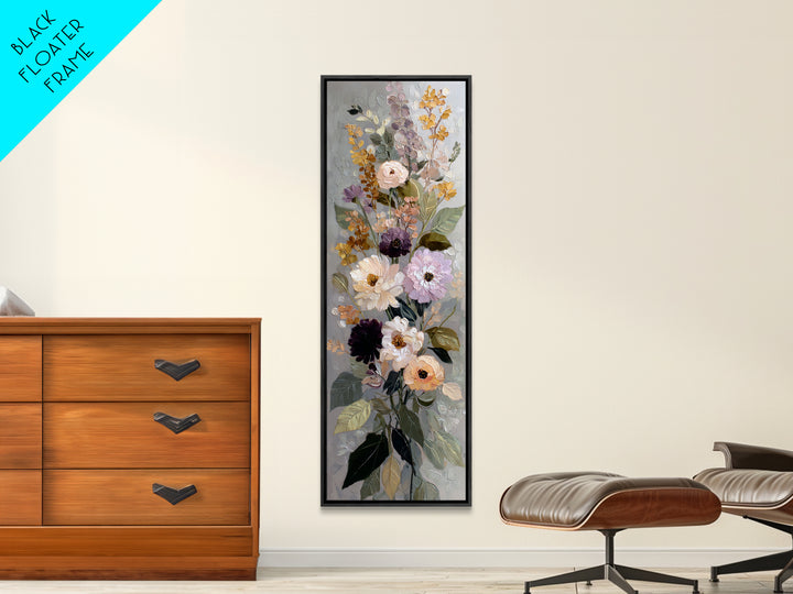 Large Expressive Floral Bouquet Canvas Print, Above Sofa Art, Above Bed Decor, Living Room Decor, Oil Painting, Statement, ASA-1x3-18