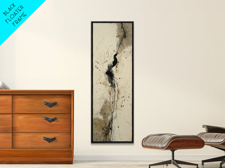 Minimal Black Ink Composition Framed Canvas Print, Above Sofa Art, Botanical Wall Art, Living Room Decor, Fine Art, Statement, ASA-1x3-20
