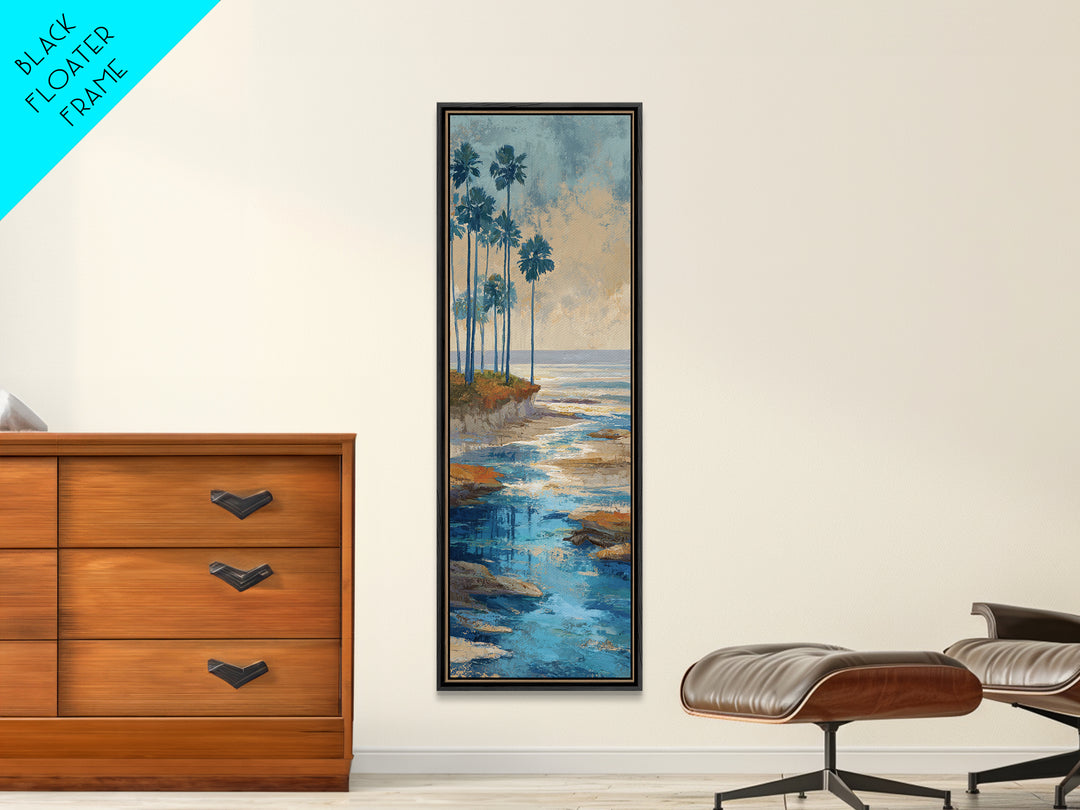 Moody Seascape at Twilight Framed Canvas Print, Above Sofa Art, Gallery Decor, Living Room Decor, Fine Art, Statement, ASA-1x3-24