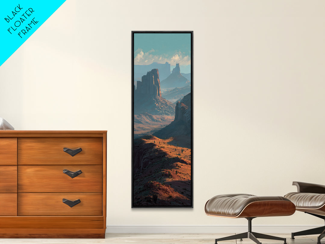 Desert Mesa Panorama Framed Canvas Print, Above Sofa Art, Modern Art, Living Room Decor, Fine Art, Statement, Art Print, ASA-1x3-8