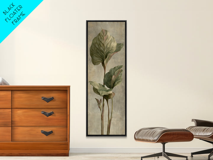 Large Botanical Leaves Canvas Print, Above Sofa Art, Framed Wall Art, Living Room Decor, Statement, Living Room Wall Art, ASA-1x3-81