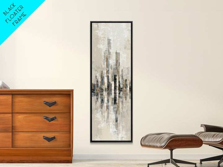 Quiet City Skyline Reduced to Elegant Shapes Canvas Print, Above Sofa Art, Coastal Decor, Living Room Decor, Statement, ASA-1x3-82