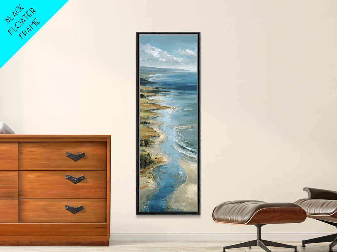 Panoramic Coastal Shoreline from an Aerial View Canvas Print, Above Sofa Art, Oversized Wall Art, Living Room Decor, Statement, ASA-1x3-87
