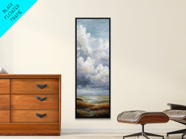 Dramatic Cloudscape over a Distant Valley Canvas Print, Above Sofa Art, Horizontal Wall Art, Living Room Decor, Statement, ASA-1x3-89