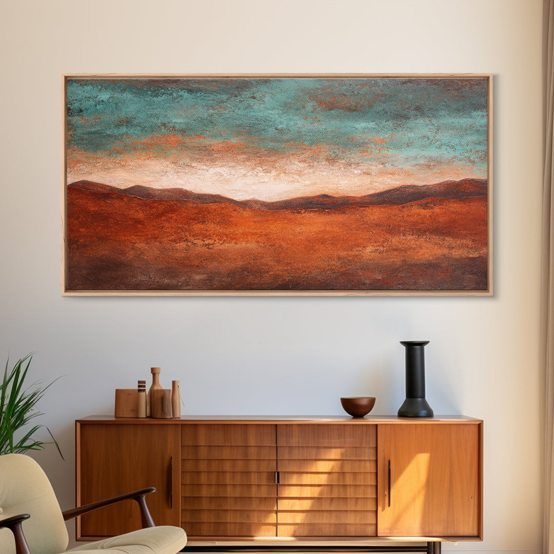 Abstract Canyon Landscape Framed Canvas Print, Above Sofa Art, Living Room Decor, Oil Painting, Statement 103, Set of Prints, ASA-2x1-3
