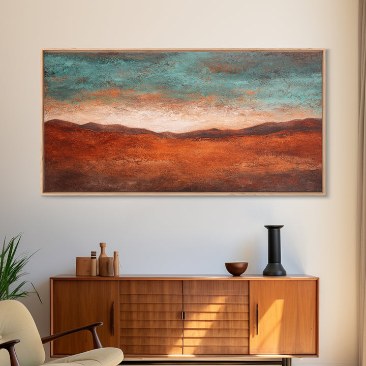 Abstract Canyon Landscape Framed Canvas Print, Above Sofa Art, Living Room Decor, Oil Painting, Statement 103, Set of Prints, ASA-2x1-3