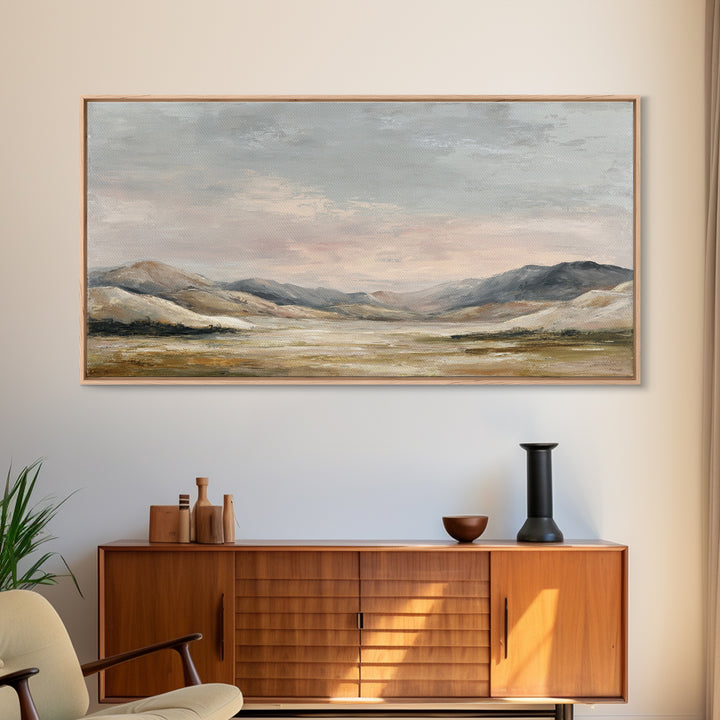 Sunlit Rolling Hills Framed Canvas Print, Above Sofa Art, Boho Decor, Living Room Decor, Fine Art, Statement, Large Wall Art, ASA-2x1-37