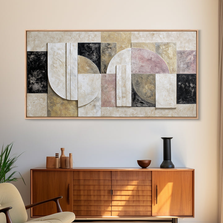 Luxury Monochrome Stone Composition Canvas Print, Above Sofa Art, Home Decor, Living Room Decor, Oil Painting, Statement, ASA-2x1-39