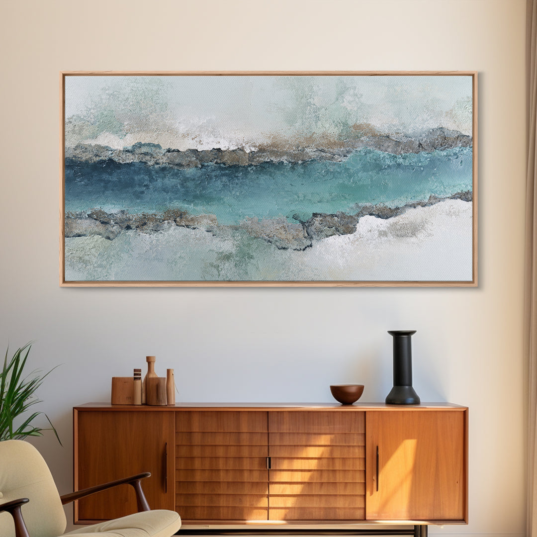 Panoramic Coastal Shoreline from an Aerial View Canvas Print, Above Sofa Art, Living Room Decor, Fine Art, Statement, ASA-2x1-47