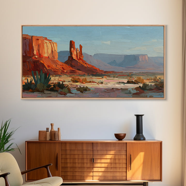 Abstract Canyon Landscape Framed Canvas Print, Above Sofa Art, Abstract Wall Art, Living Room Decor, Watercolor Art, Statement, ASA-2x1-51