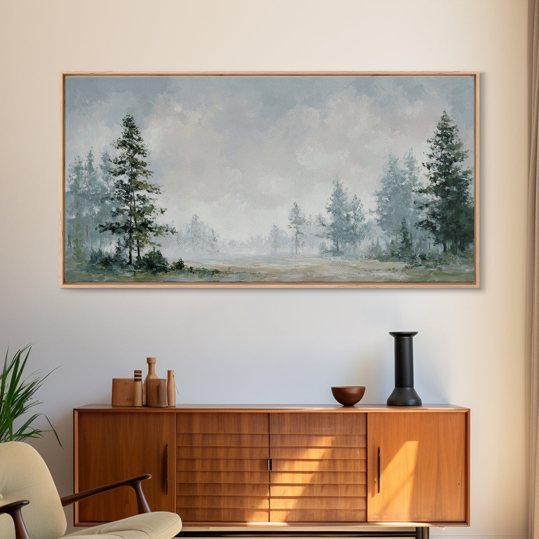 Modern Scandinavian Forest Framed Canvas Print, Above Sofa Art, Canvas Print, Living Room Decor, Fine Art, Statement, ASA-2x1-59