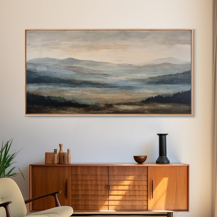 Oversized Abstract Landscape Canvas Print, Above Sofa Art, Framed Wall Art, Living Room Decor, Statement, Living Room Wall Art, ASA-2x1-69