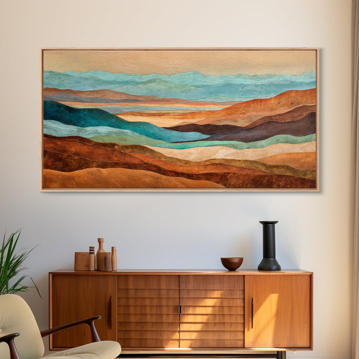 Abstract Canyon Landscape Framed Canvas Print, Above Sofa Art, Neutral Decor, Living Room Decor, Fine Art, Statement, ASA-2x1-75