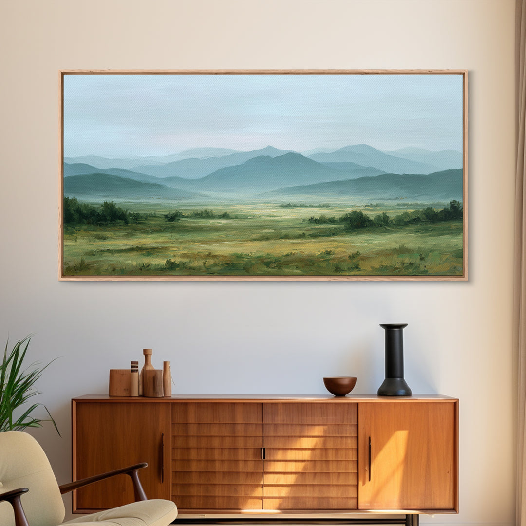 Wide Olive and Beige Meadow Panorama Canvas Print, Above Sofa Art, Art Print, Living Room Decor, Fine Art, Statement, ASA-2x1-78