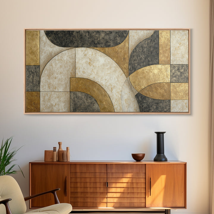 Luxury Monochrome Stone Composition Framed Canvas Print, Above Sofa Art, Living Room Wall Art, Living Room Decor, Statement, ASA-2x1-87