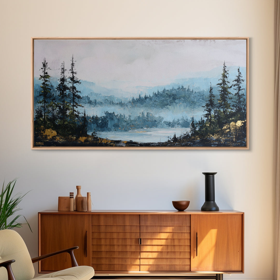 Gallery Style Landscape with Expansive Negative Space Canvas Print, Above Sofa Art, Horizontal Wall Art, Living Room Decor, ASA-2x1-92