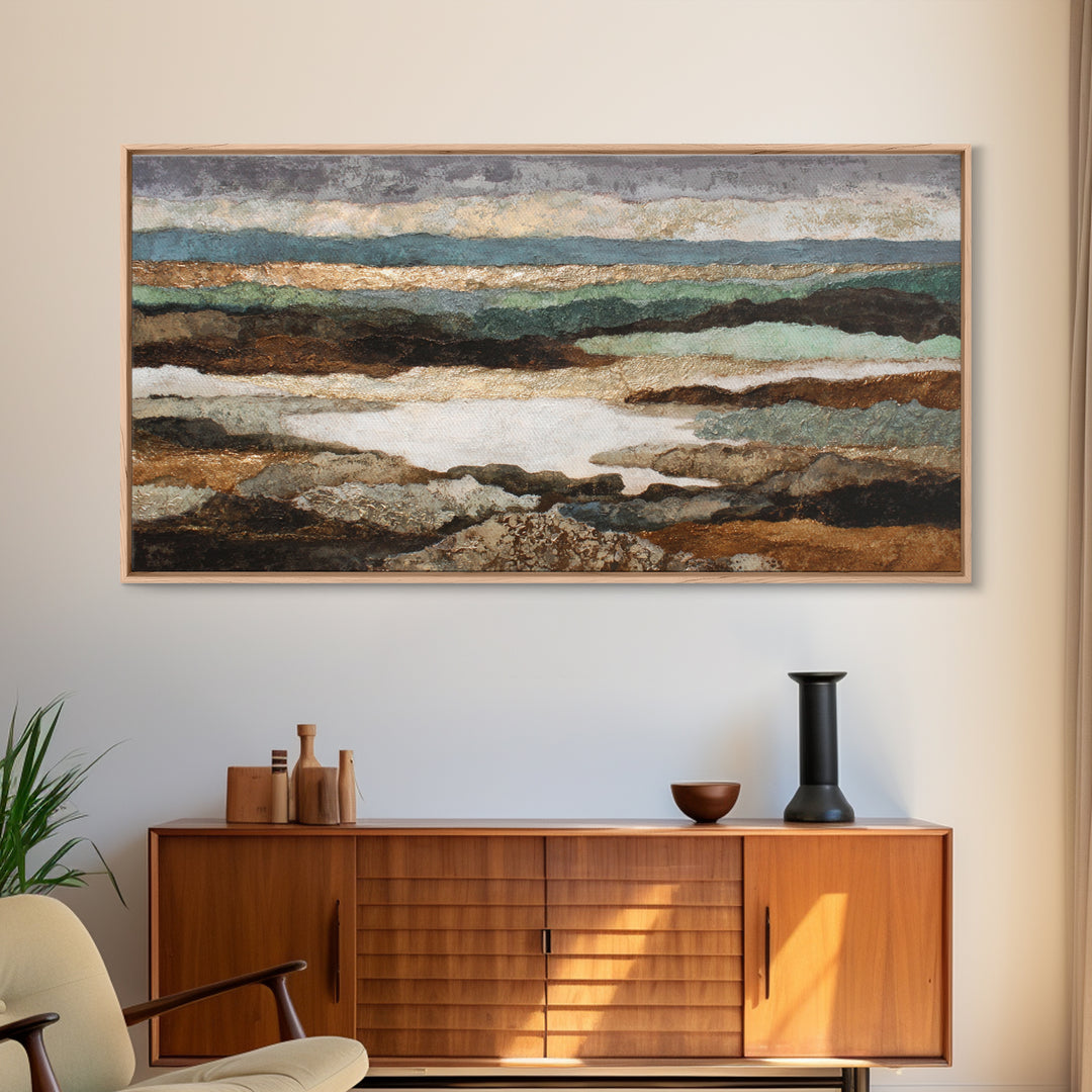 Oversized Abstract Landscape Canvas Print, Above Sofa Art, Framed Wall Art, Living Room Decor, Statement, Living Room Wall Art, ASA-2x1-93