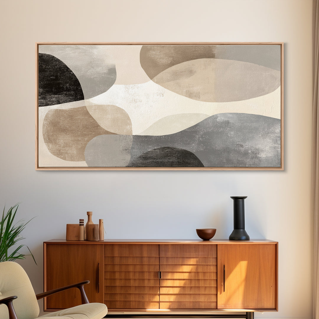 Large Modern Organic Shapes Canvas Print, Above Sofa Art, Minimalist Decor, Living Room Decor, Statement, Frame Tv Art, ASA-2x1-94