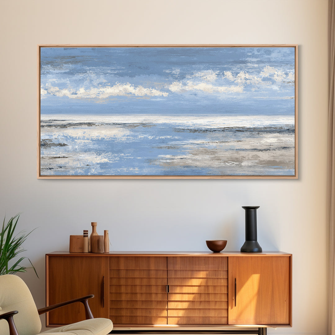 Panoramic Coastal Shoreline from an Aerial View Canvas Print, Above Sofa Art, Coastal Decor, Living Room Decor, Statement, ASA-2x1-95