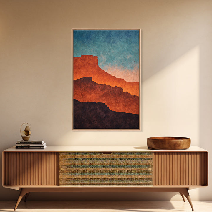 Desert Mesa Panorama Framed Canvas Print, Above Sofa Art, Minimalist Wall Art, Living Room Decor, Fine Art, Statement, ASA-2x3-100