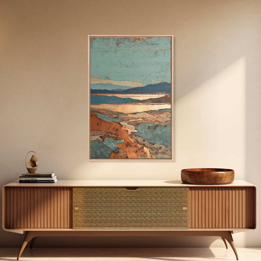 Abstract Canyon Landscape Canvas Print, Above Sofa Art, 3 Piece Wall Art, Living Room Decor, Oil Painting, Statement, ASA-2x3-15