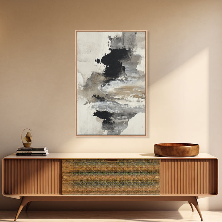 Minimal Black Ink Composition Canvas Print, Above Sofa Art, Oversized Wall Art, Living Room Decor, Fine Art, Statement, ASA-2x3-16