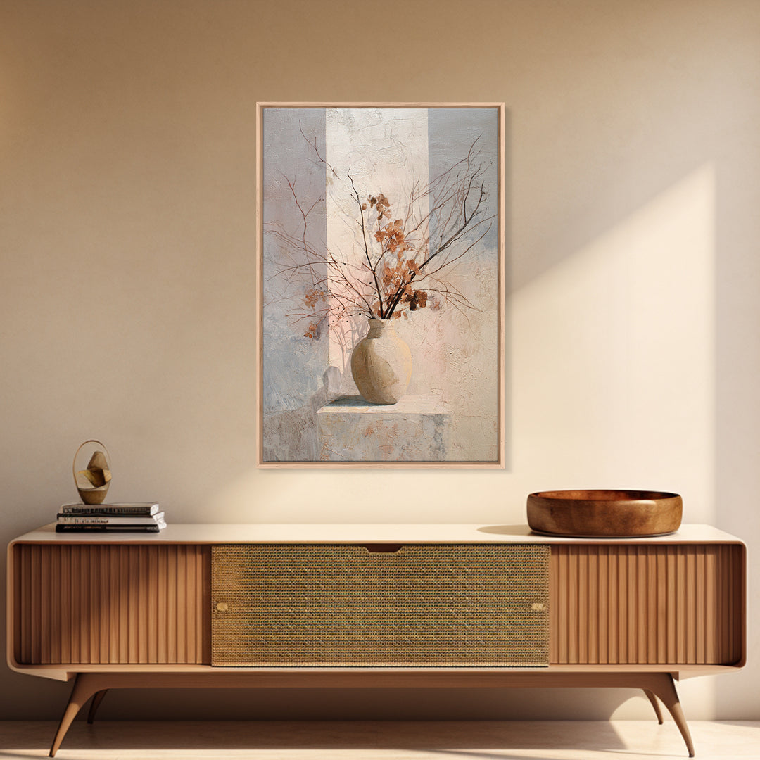 Large Neutral Still Life Framed Canvas Print, Above Sofa Art, Statement Artwork, Living Room Decor, Fine Art, Statement, ASA-2x3-22