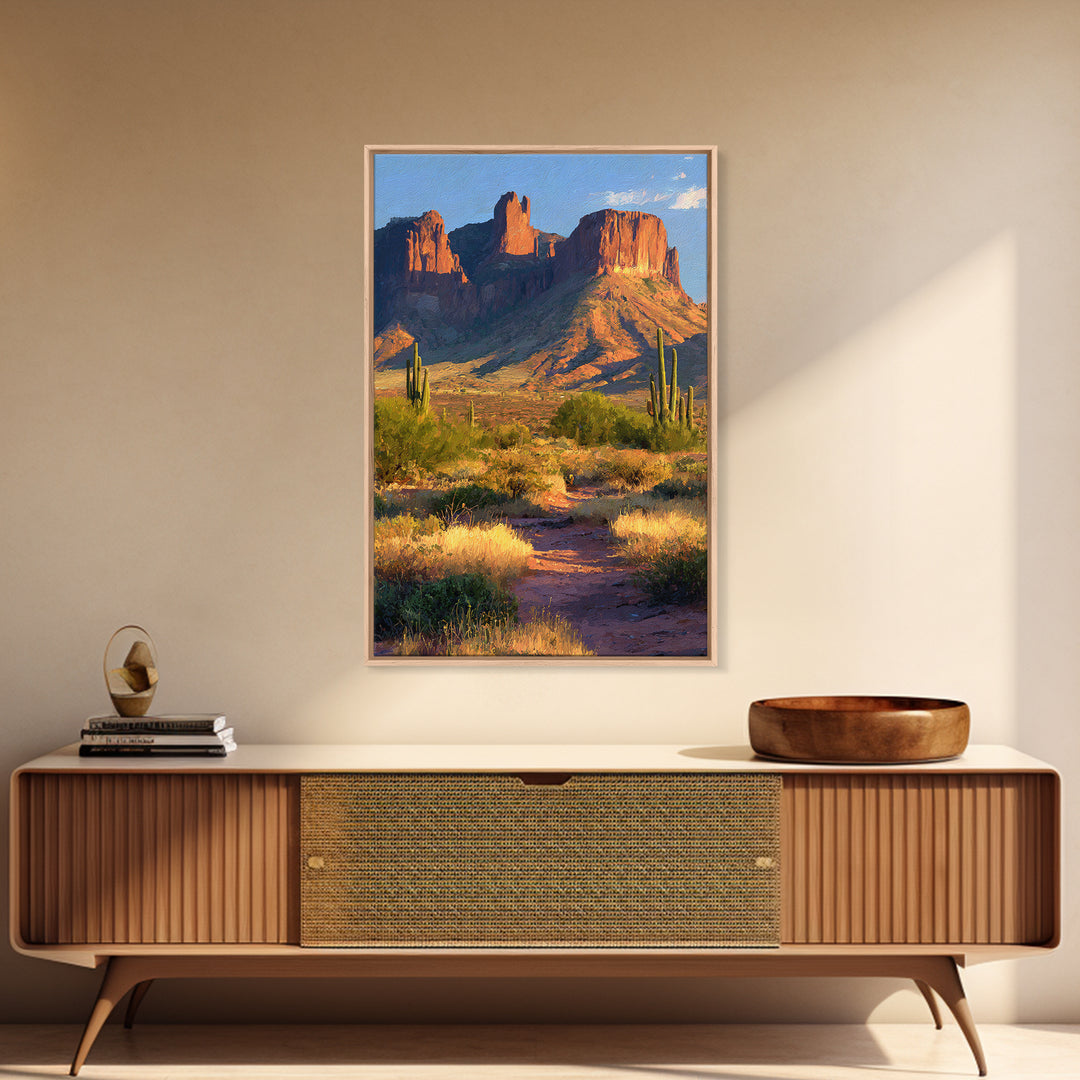 Desert Mesa Panorama Framed Canvas Print, Above Sofa Art, Modern Art, Living Room Decor, Fine Art, Statement, Art Print, ASA-2x3-4