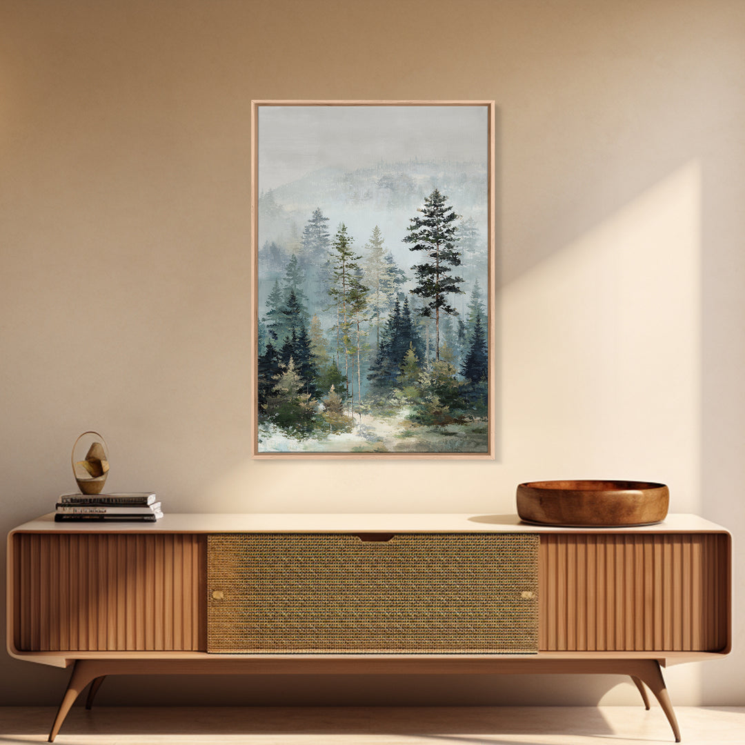 Modern Scandinavian Forest Framed Canvas Print, Above Sofa Art, Modern Decor, Living Room Decor, Fine Art, Statement, ASA-2x3-47