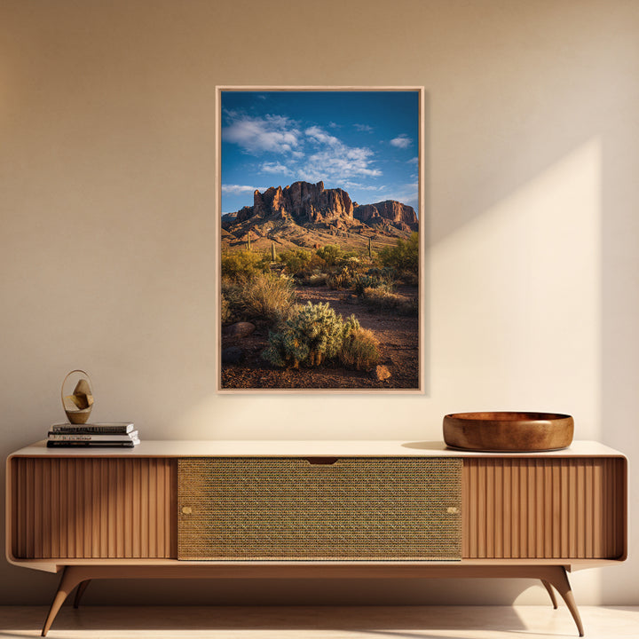 Desert Mesa Panorama Framed Canvas Print, Above Sofa Art, Bauhaus Print, Living Room Decor, Fine Art, Statement, ASA-2x3-52