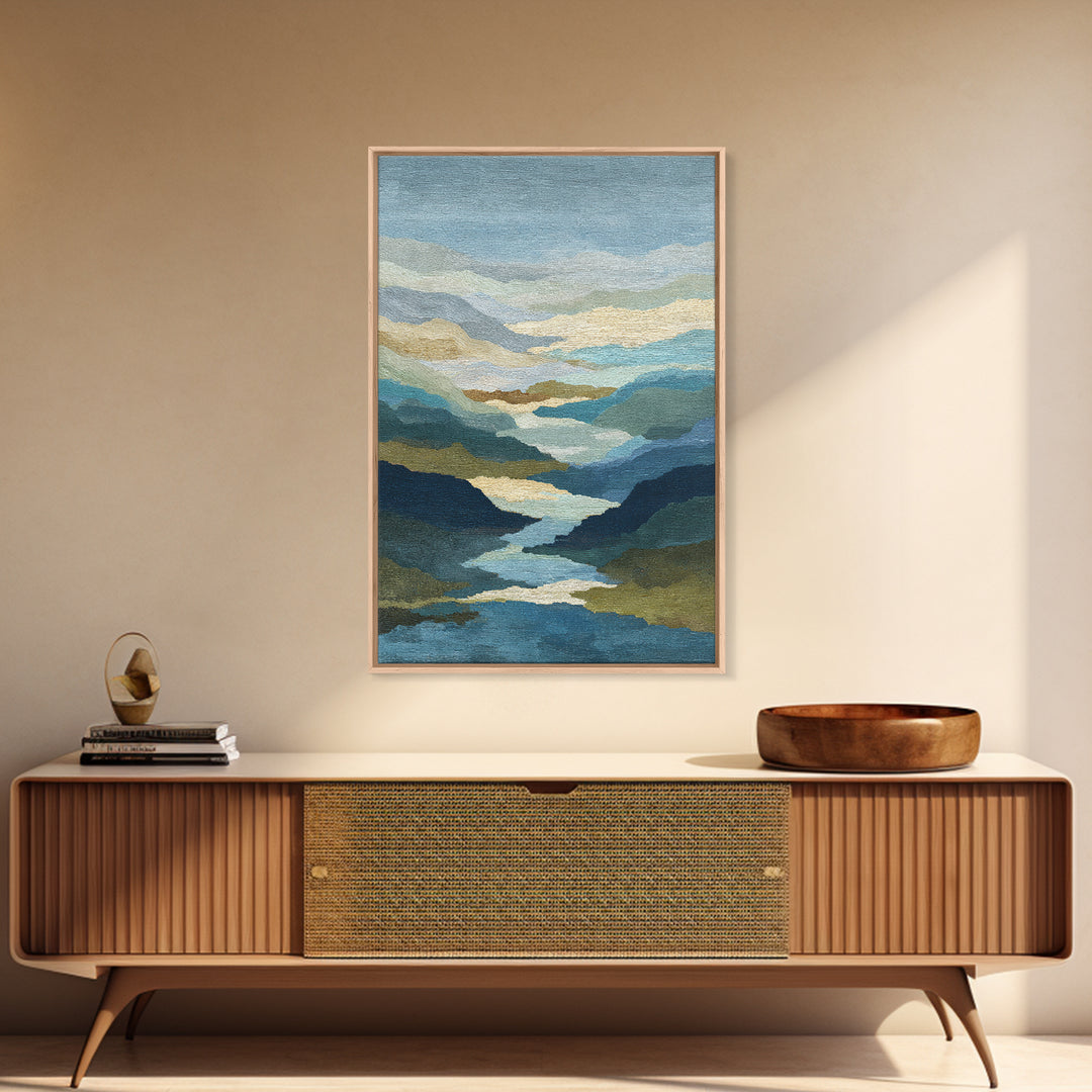 Abstract River Bends Framed Canvas Print, Above Sofa Art, Botanical Wall Art, Living Room Decor, Fine Art, Statement, ASA-2x3-55