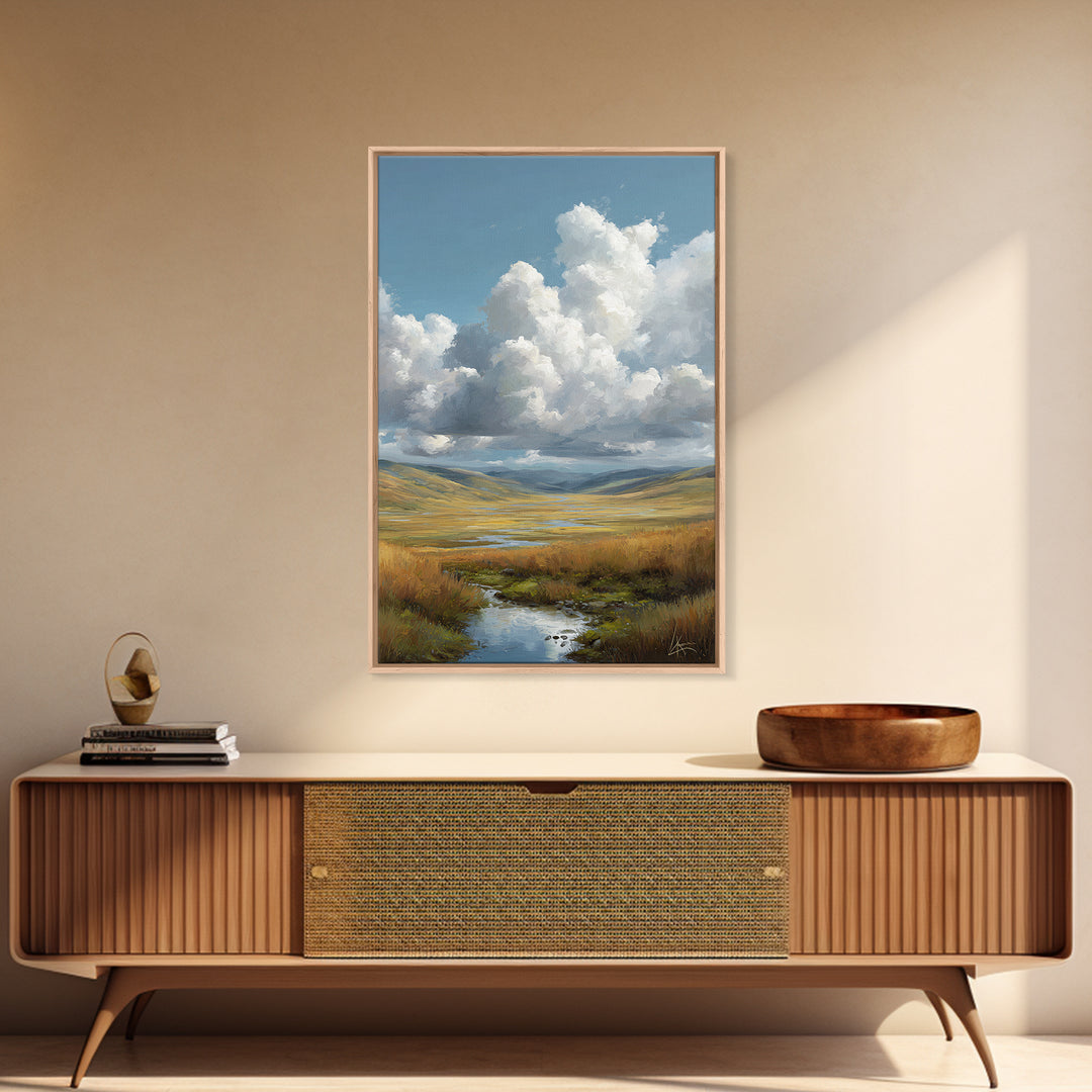 Dramatic Cloudscape over a Distant Valley Canvas Print, Above Sofa Art, Home Decor, Living Room Decor, Fine Art, Statement, ASA-2x3-61