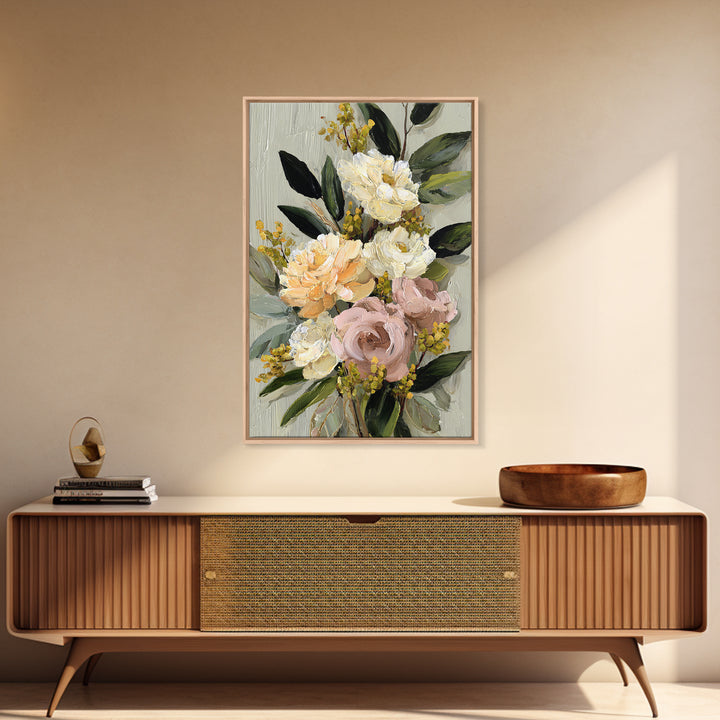 Large Expressive Floral Bouquet Canvas Print, Above Sofa Art, Wall Art, Living Room Decor, Statement, Horizontal Wall Art, ASA-2x3-62