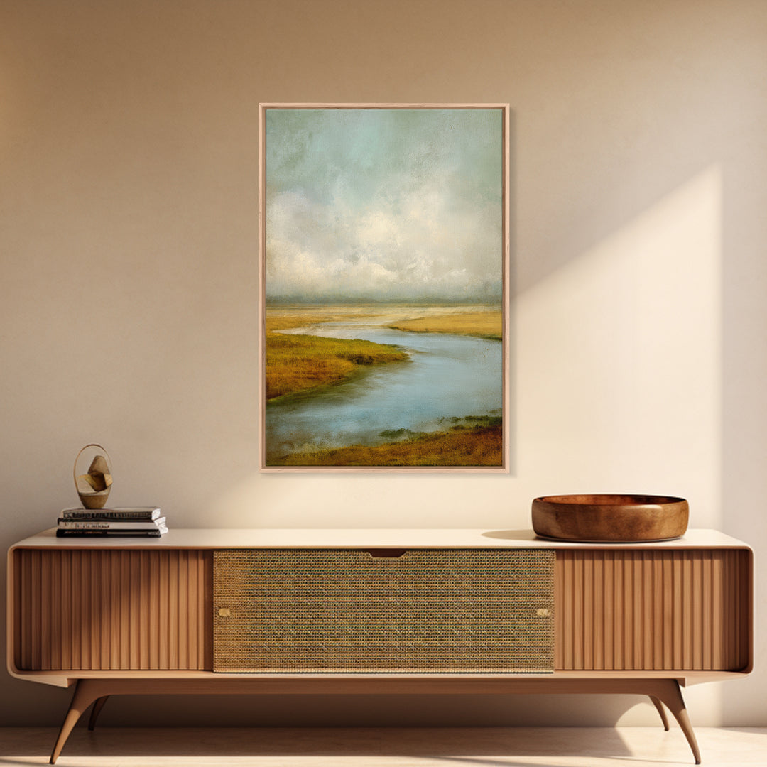 Abstract River Bends Canvas Print, Above Sofa Art, Horizontal Wall Art, Living Room Decor, Abstract Art, Statement, ASA-2x3-7