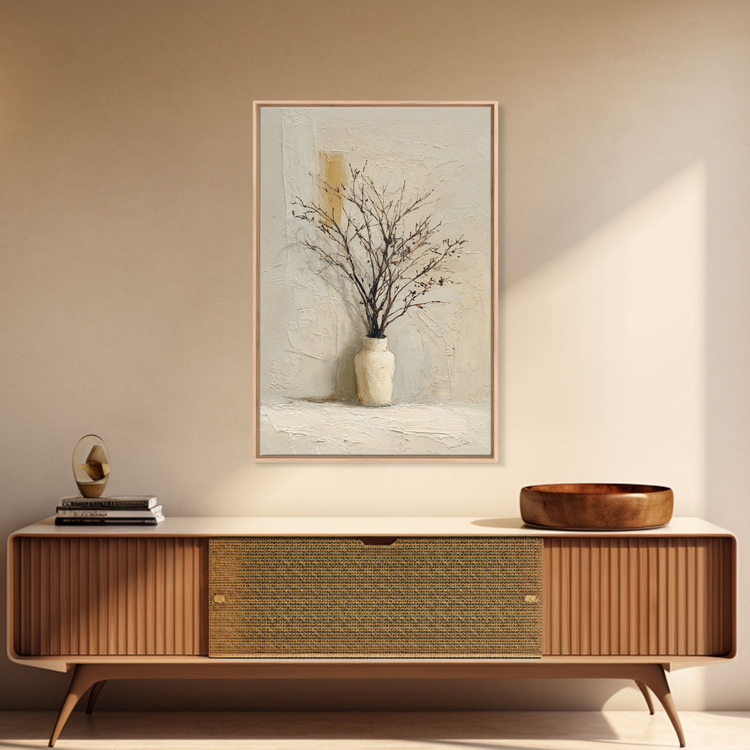 Large Neutral Still Life Canvas Print, Above Sofa Art, Textured Painting, Living Room Decor, Oil Painting, Statement, ASA-2x3-70