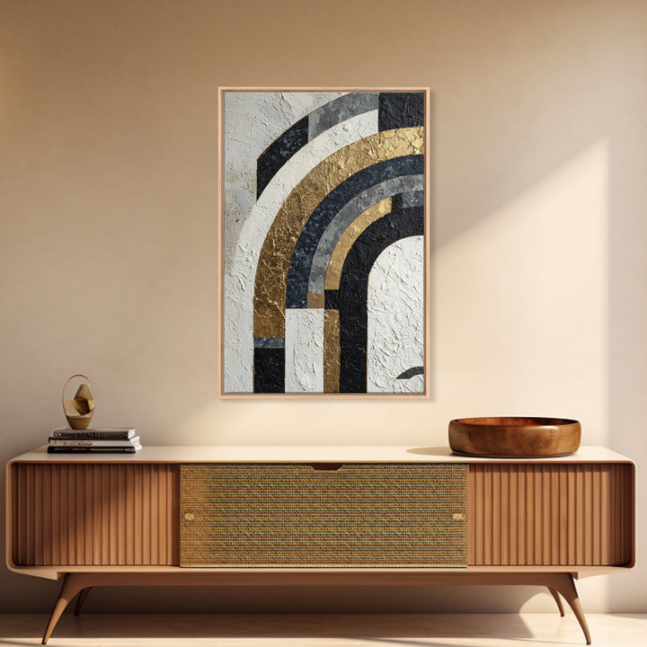 Luxury Monochrome Stone Composition Framed Canvas Print, Above Sofa Art, Room Decor, Living Room Decor, Fine Art, Statement, ASA-2x3-75