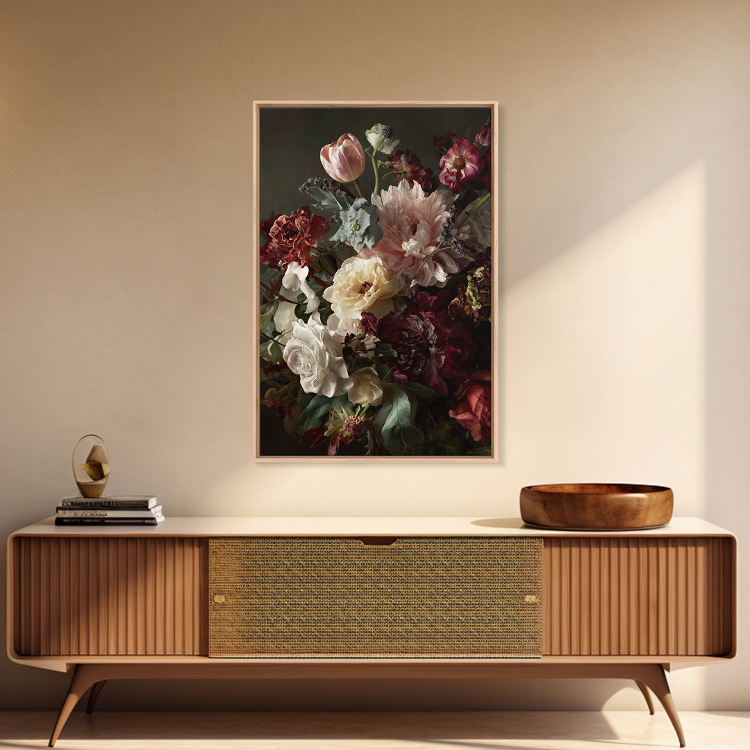 Large Expressive Floral Bouquet Canvas Print, Above Sofa Art, Wall Art, Living Room Decor, Statement, Horizontal Wall Art, ASA-2x3-86
