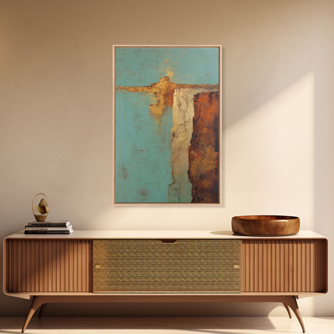 Abstract Canyon Landscape Framed Canvas Print, Above Sofa Art, Large Wall Art, Living Room Decor, Oil Painting, Statement, ASA-2x3-87
