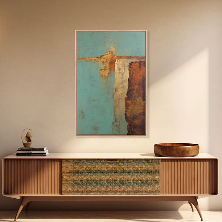 Abstract Canyon Landscape Framed Canvas Print, Above Sofa Art, Large Wall Art, Living Room Decor, Oil Painting, Statement, ASA-2x3-87