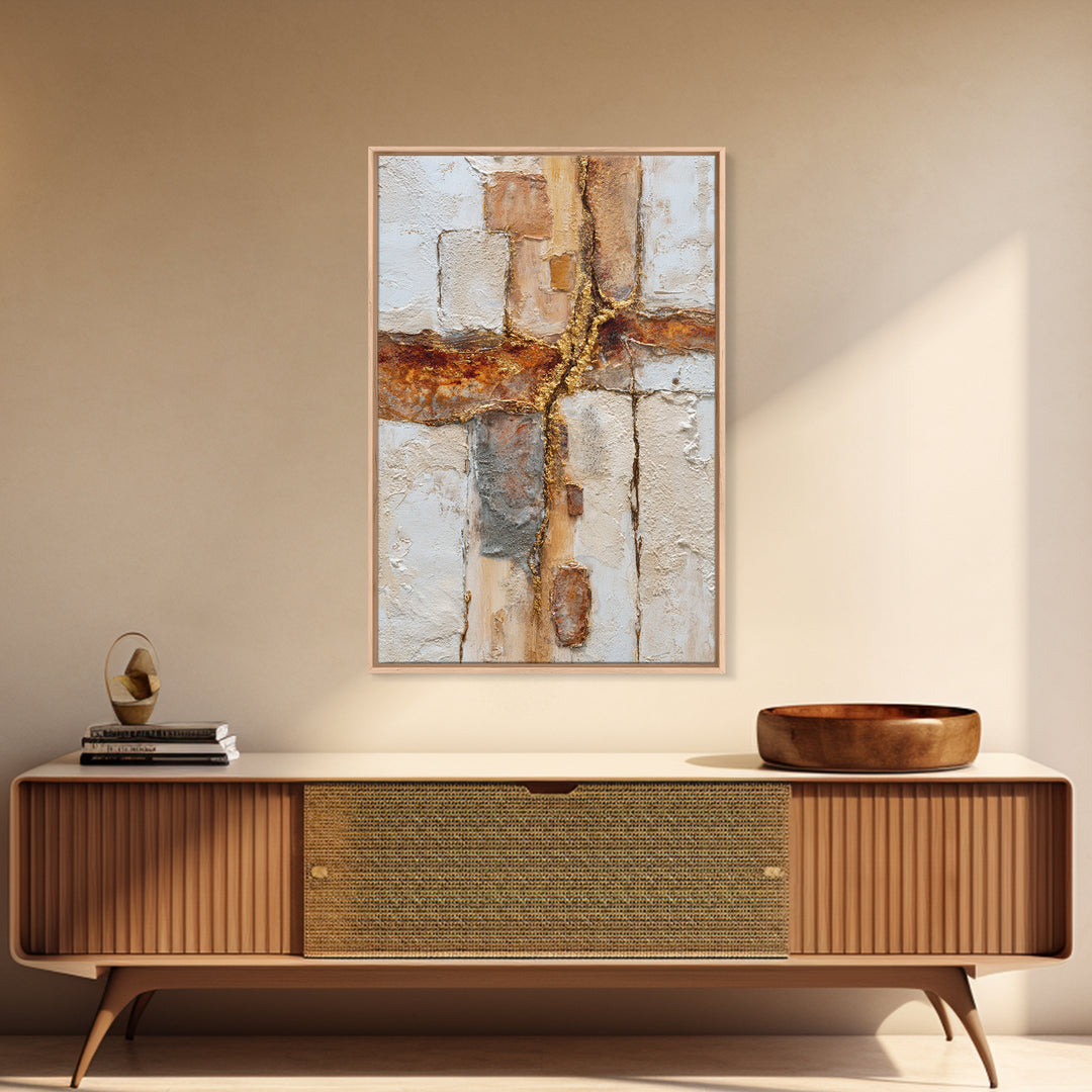Textured Plaster Abstract Canvas Print, Above Sofa Art, Framed Wall Art, Living Room Decor, Abstract Art, Statement, ASA-2x3-91