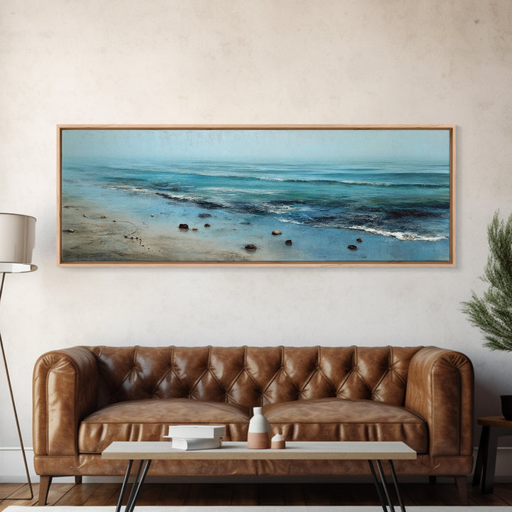 Moody Seascape at Twilight Canvas Print, Above Sofa Art, Floral Wall Art, Living Room Decor, Abstract Art, Statement, ASA-3x1-100