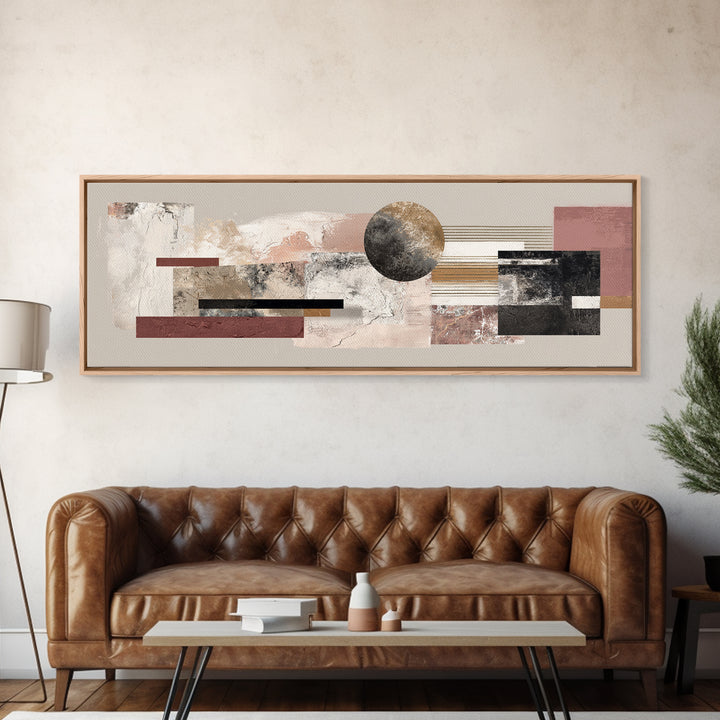 Luxury Monochrome Stone Composition Canvas Print, Above Sofa Art, Japandi Wall Art, Living Room Decor, Watercolor Art, ASA-3x1-11