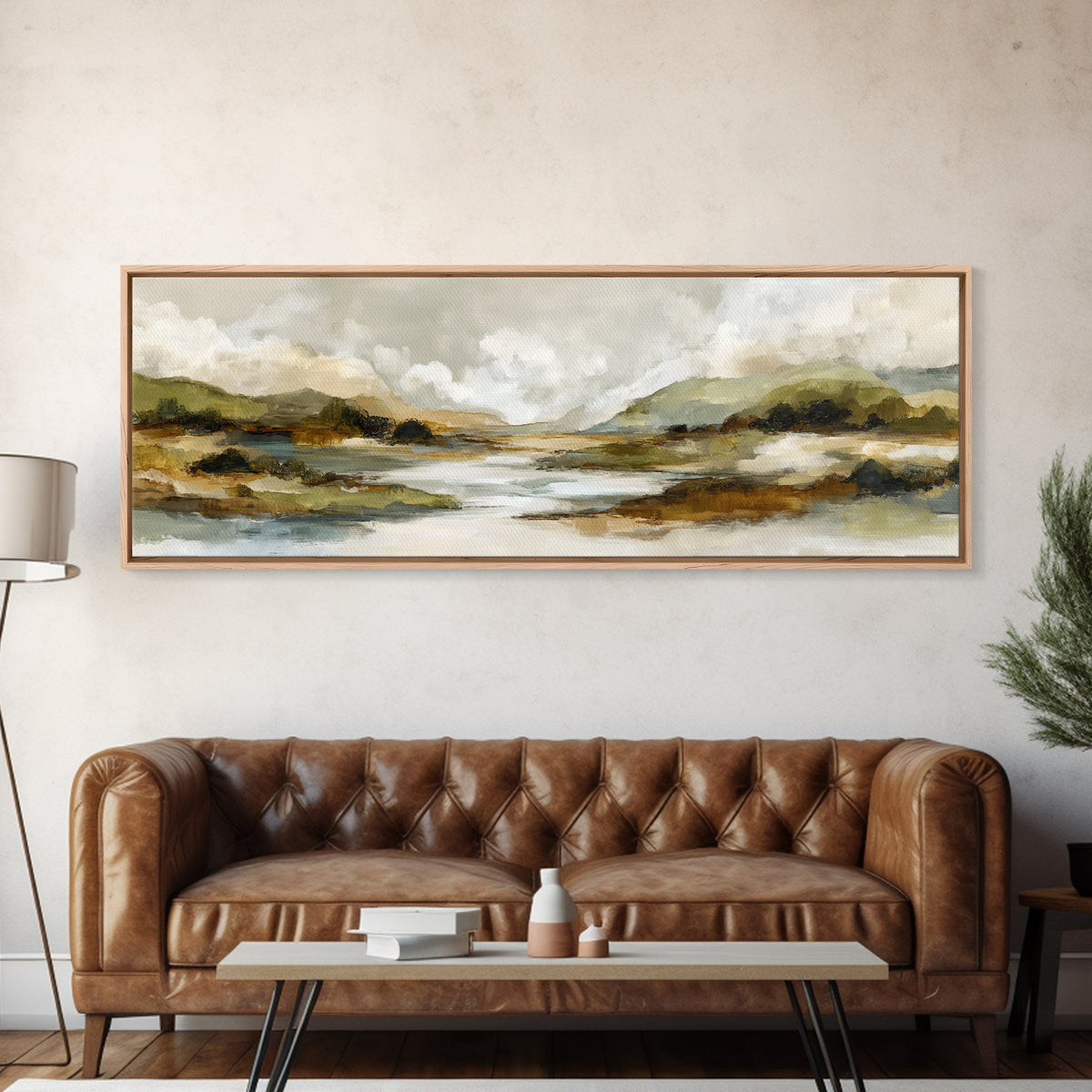 Oversized Abstract Landscape Framed Canvas Print, Above Sofa Art, Frame Tv Art, Living Room Decor, Fine Art, Statement, ASA-3x1-17