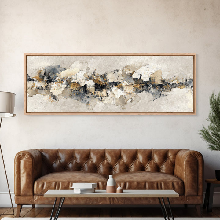 Large Modern Organic Shapes Framed Canvas Print, Above Sofa Art, Large Wall Art, Living Room Decor, Abstract Art, Statement, ASA-3x1-18
