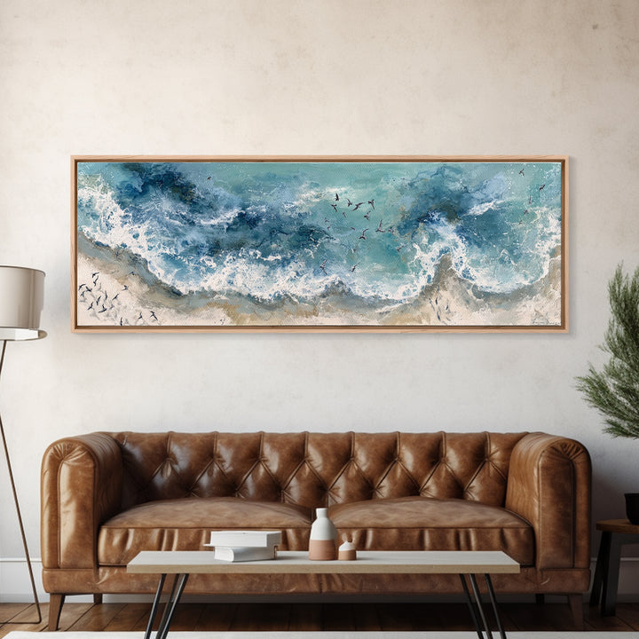 Panoramic Coastal Shoreline from an Aerial View Canvas Print, Above Sofa Art, Wall Decor, Living Room Decor, Statement, ASA-3x1-19
