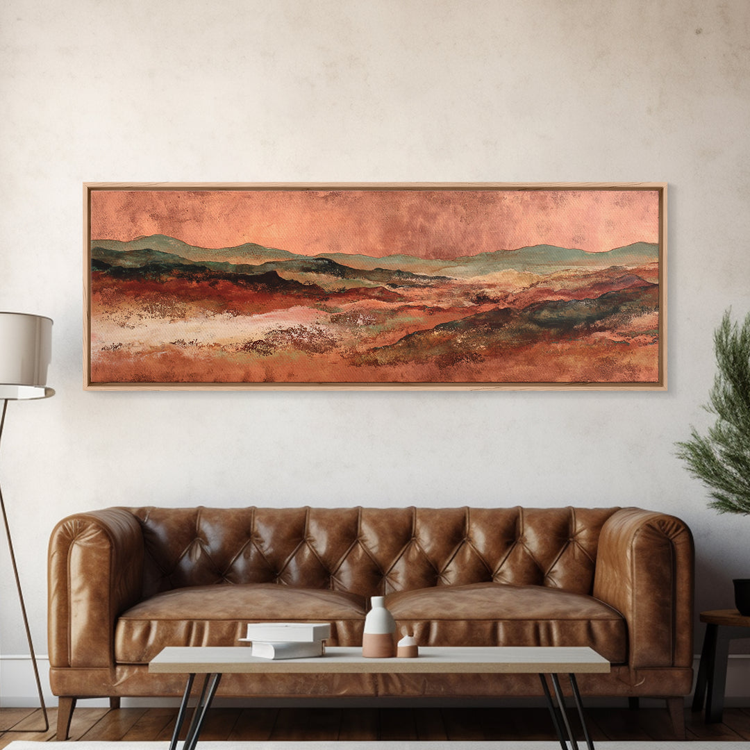 Abstract Canyon Landscape Framed Canvas Print, Above Sofa Art, Neutral Decor, Living Room Decor, Fine Art, Statement, ASA-3x1-23